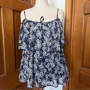 Torrid Blue Floral Cold Shoulder Top